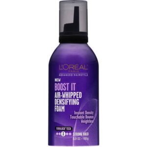 L'Oreal Paris Advanced Hairstyle Boost It Air-Whipped Densifying Foam, Flexible Hold, 6.8 fl oz