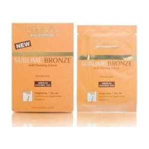 l'oreal sublime bronze self tanning glove, medium natural tan (4 single use gloves)