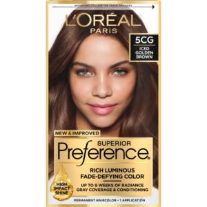 L'Oreal Paris Superior Preference Fade-Defying Permanent Hair Color, 5CG Iced Golden Brown, 1 kit