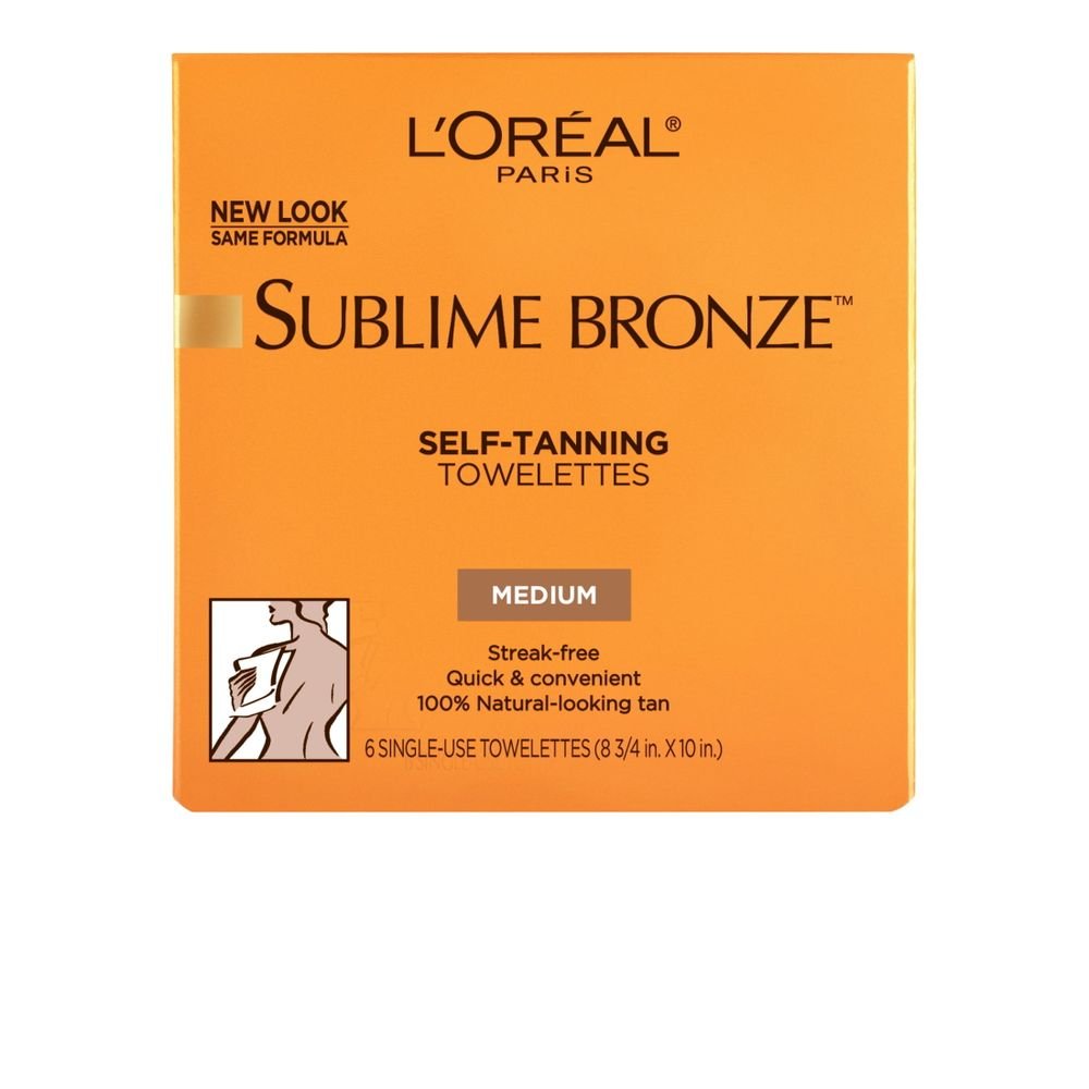 L'Oreal Paris Sublime Bronze Self-Tan Towelettes, Gradual Self Tanner, 6 Count Kit