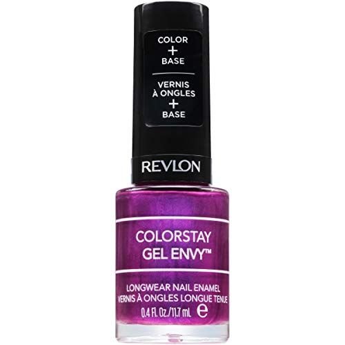 Revlon ColorStay Gel Envy Longwear Nail Polish, with Built-in Base Coat Glossy Shine Finish, in Plum/Berry, 415 What Happens in Vegas, 0.4 oz