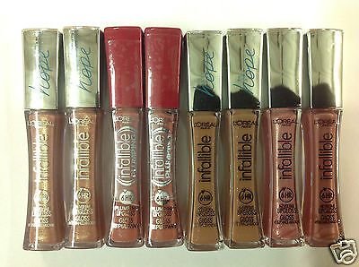 L'Oreal Infallible 6 HR Never Fail Lip Gloss ASSORTED 4 COLORS NEW
