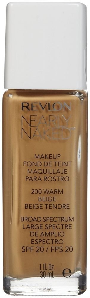 Revlon Nearly Naked Liquid Makeup Broad Spectrum SPF 20, #200 Warm Beige, 1 Fluid Ounce